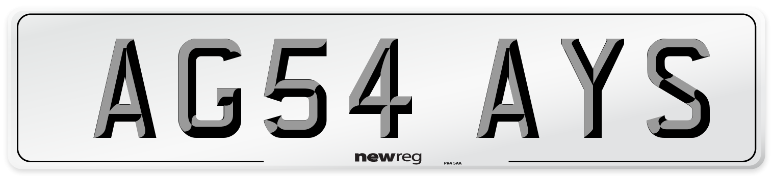 AG54 AYS Number Plate from New Reg